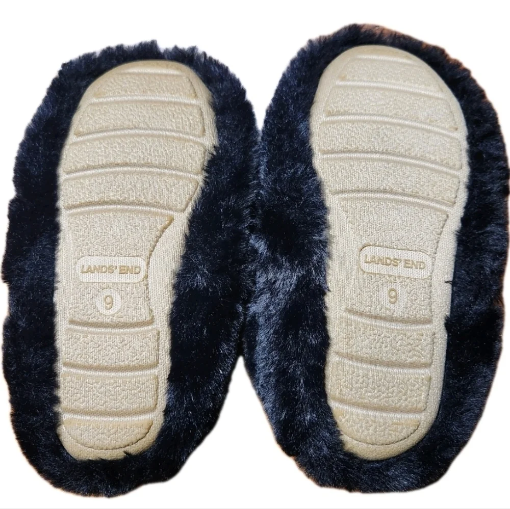Lands’ End Black Bear Slippers Toddler Size 9 NWOT Plush Animal House Shoes